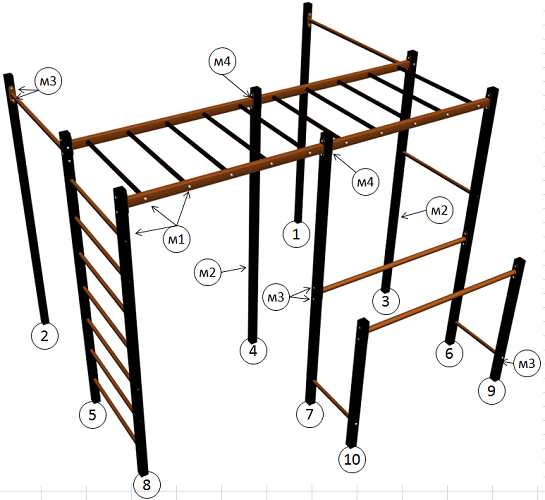 Уличный спортивный комплекс с качелей 13592 Sportout