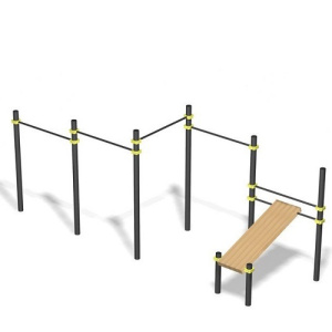 Уличный комплекс из перекладин и скамья для пресса S816 IronKing