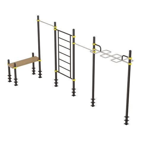 Уличный тренажер Комплекс с горизонтальной скамьей S830 IronKing