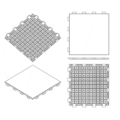 Резиновая плитка 100х100х4см скрытый замок ласточкин хвост терракотовый 10106 IronBull