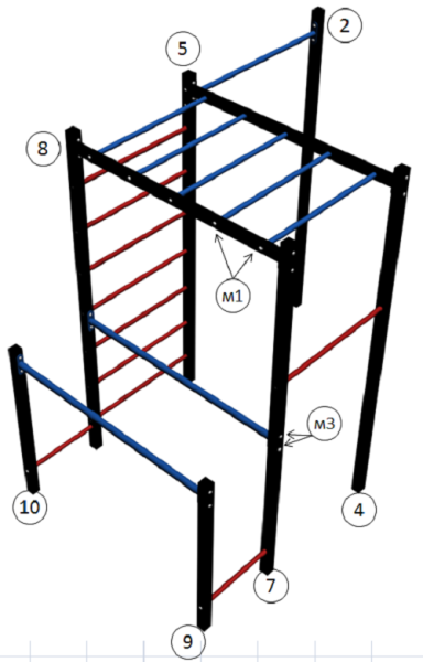 Уличный спортивный комплекс с качелей гнездо и рукоходом 13589 Sportout