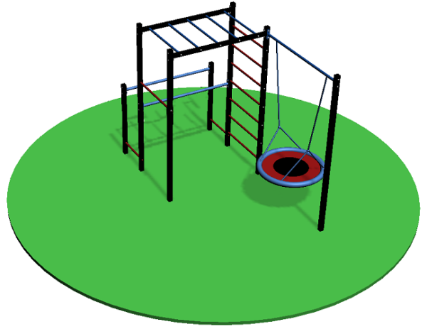 Уличный спортивный комплекс с качелей гнездо и рукоходом 13589 Sportout