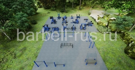 Уличная площадка 250 кв.м с силовыми тренажерами и воркаут SP250