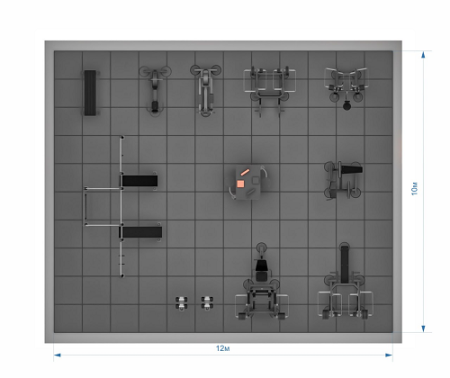Уличная площадка 200 кв.м с силовыми тренажерами SP200
