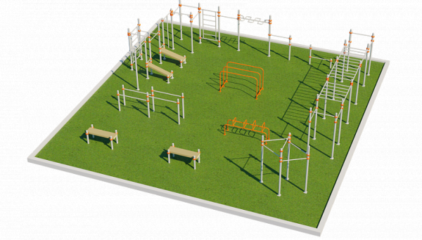 Уличная площадка 196кв.м воркаут S196