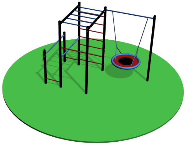 Уличный спортивный комплекс с качелей гнездо и рукоходом 13589 Sportout