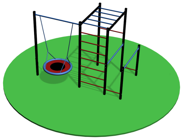 Уличный спортивный комплекс с качелей гнездо и рукоходом 13589 Sportout